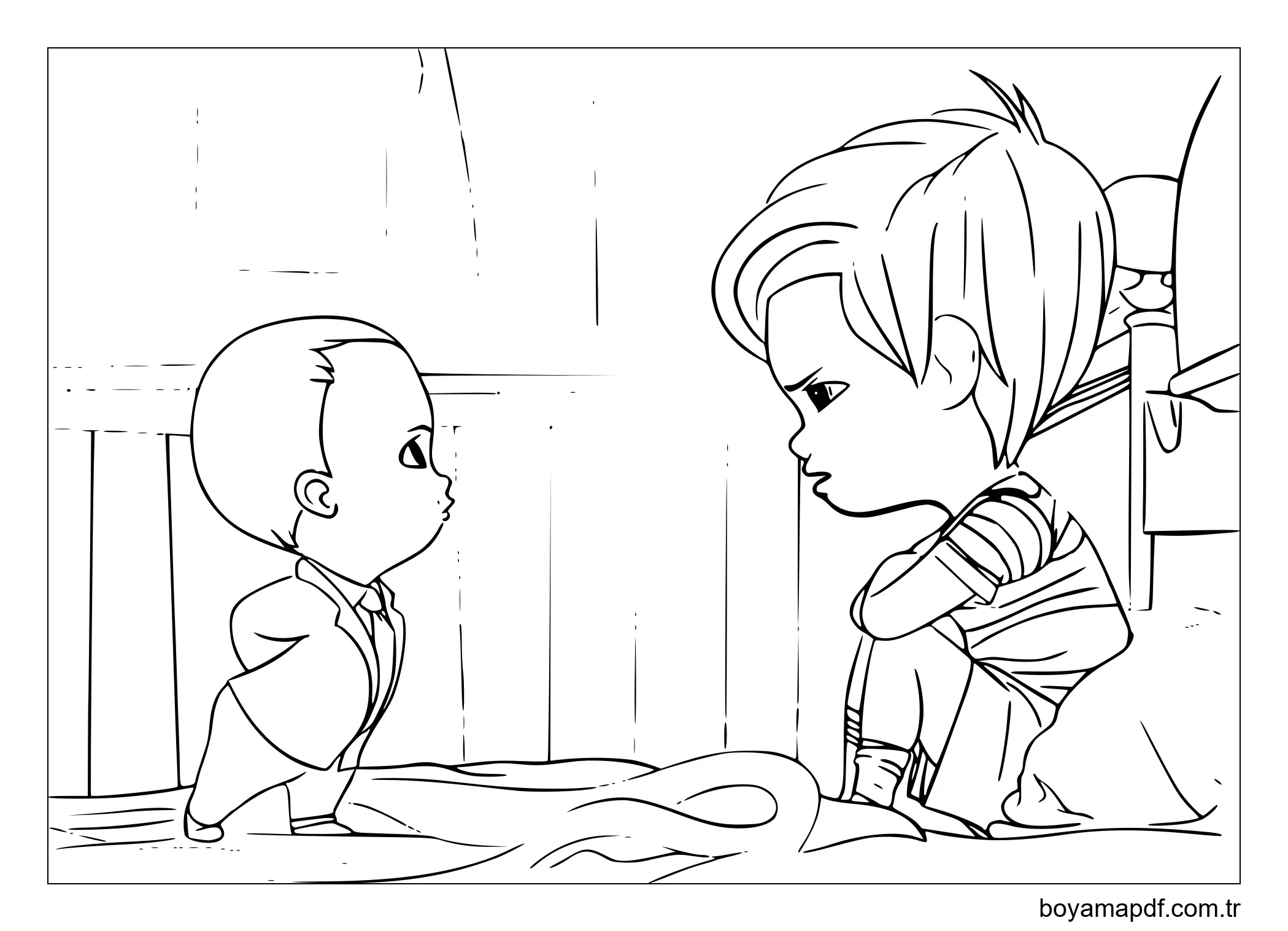 Patron Bebek ve Tim Konuşuyor Boyama Sayfası