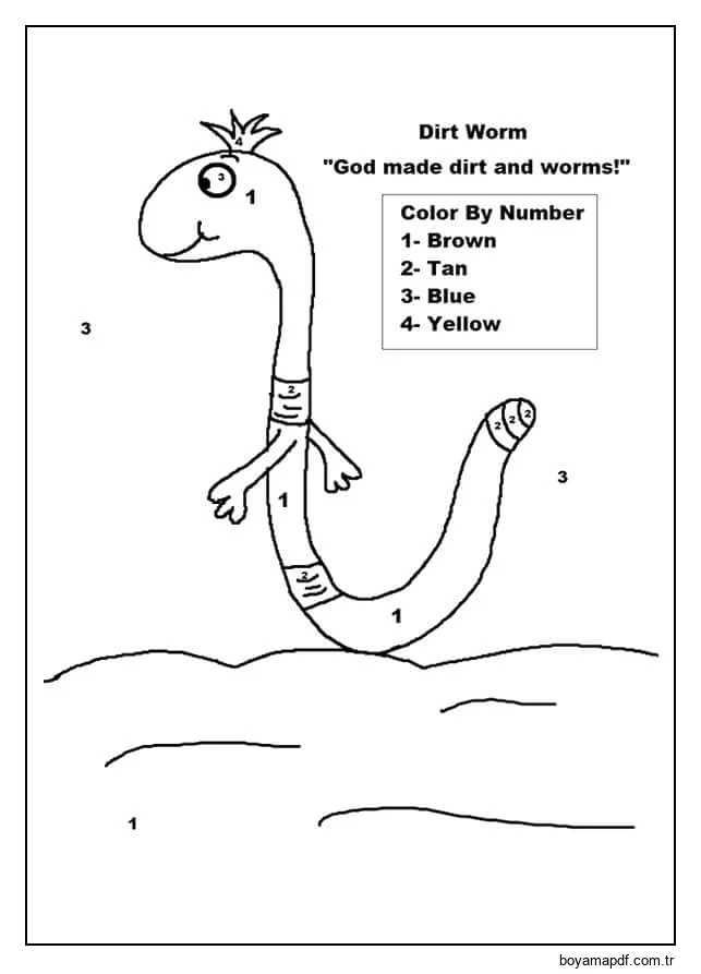 Sayıya Göre Solucan Rengi Boyama Sayfası