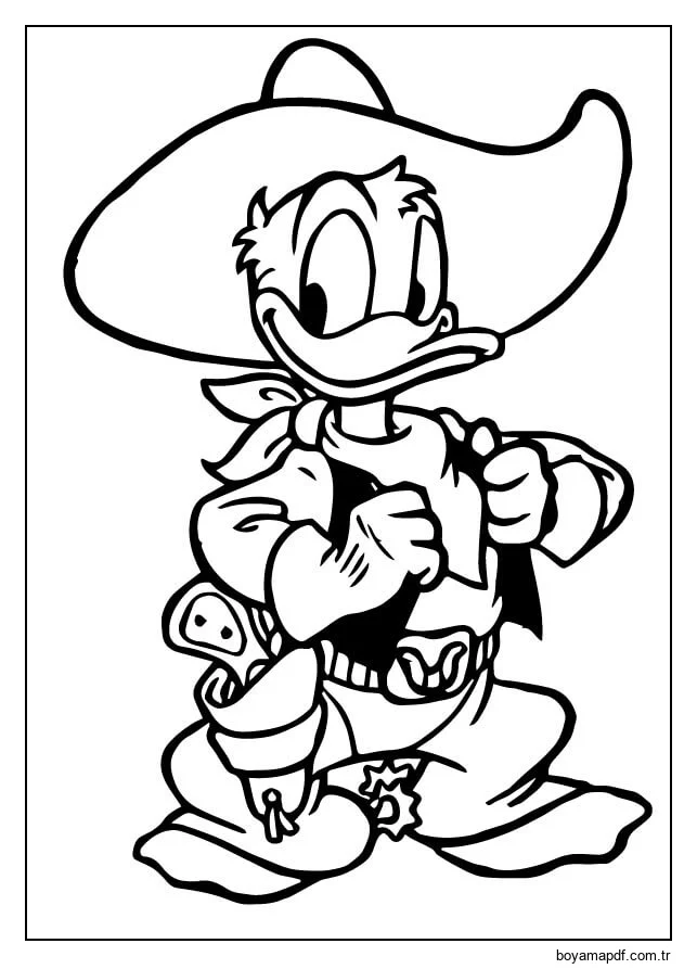 Sevimli bir Donald ördeği Boyama Sayfası