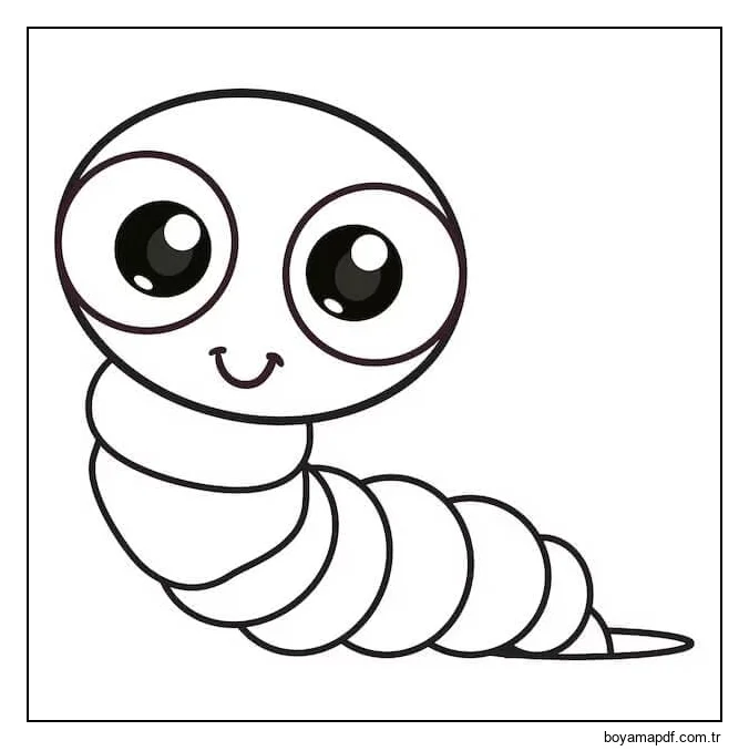 Sevimli Gülümseyen Solucan Boyama Sayfası