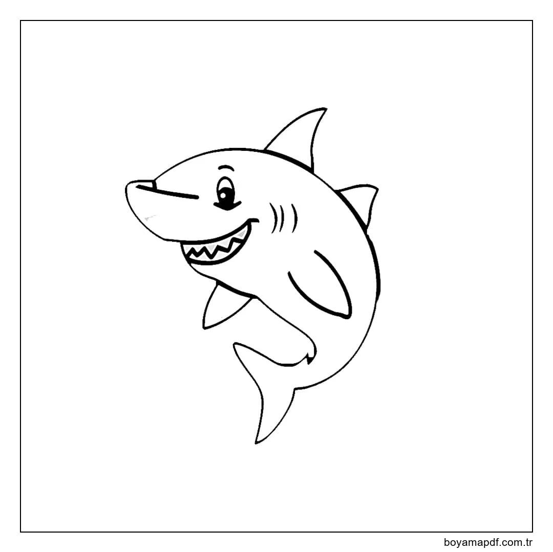 Sevimli köpekbalığı Boyama Sayfası