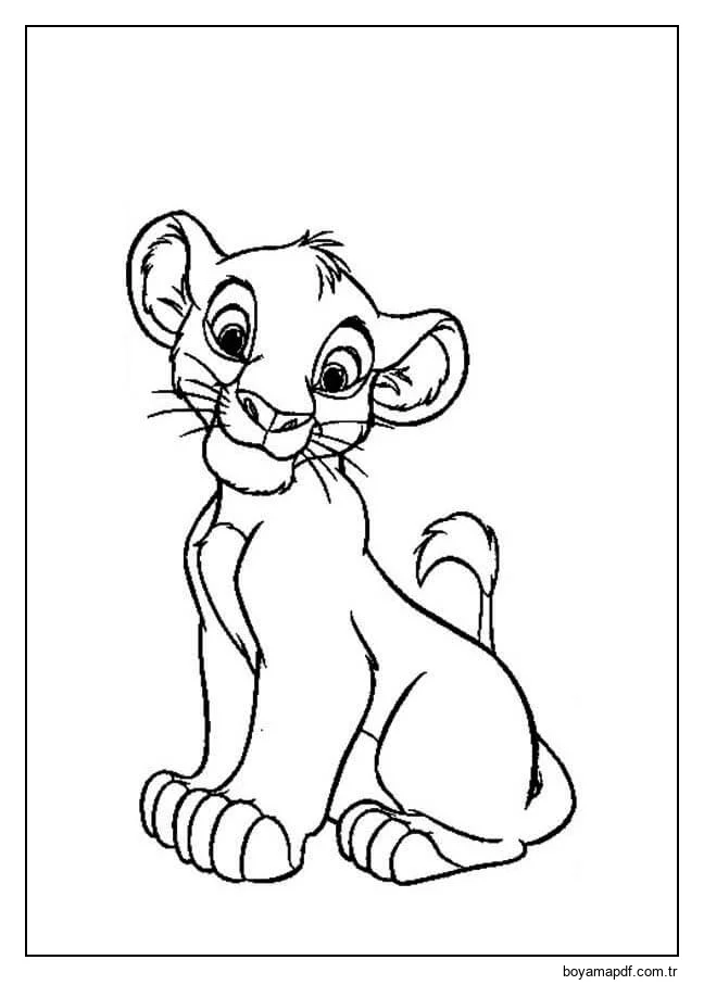 Sevimli Simba Boyama Sayfası