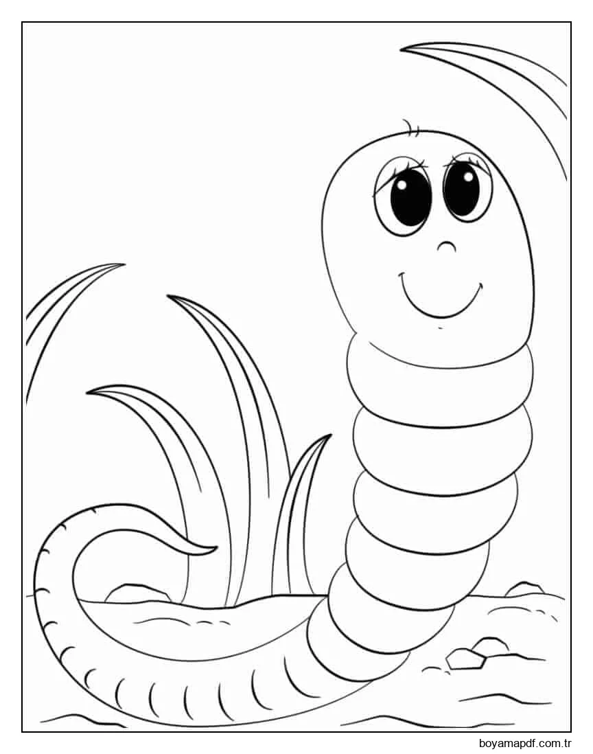 Sevimli Solucan Boyama Sayfası