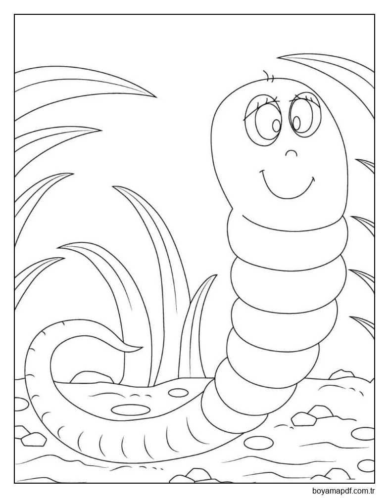 Sevimli Solucan Ücretsiz Boyama Sayfası