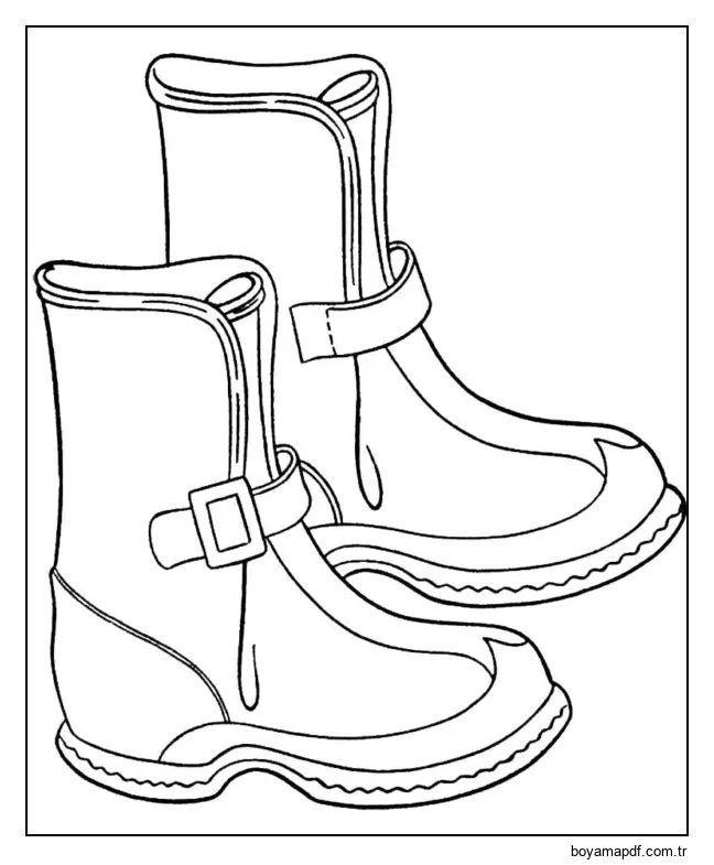Sıcak tutan çocuk botları Boyama Sayfası