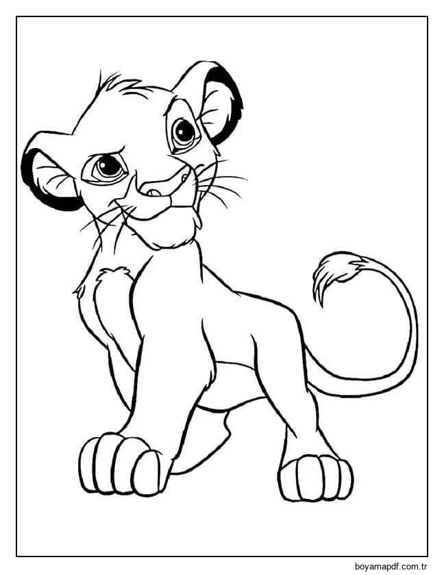 Simba Gülümseyerek Boyama Sayfası