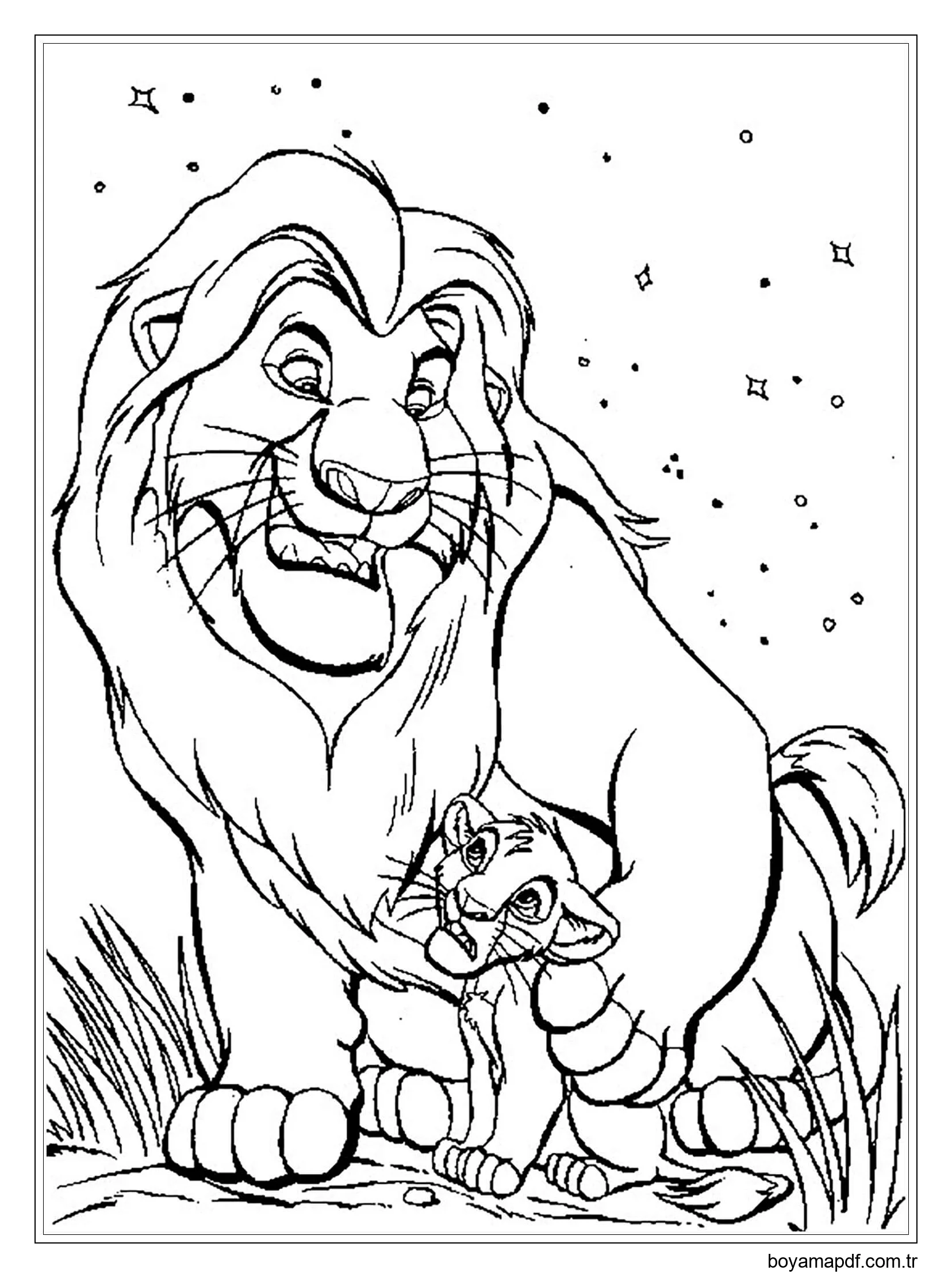 Simba ile Mufasa Boyama Sayfası