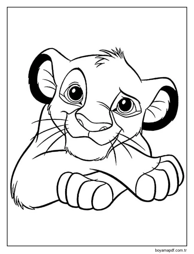 Simba Uzanmış Boyama Sayfası