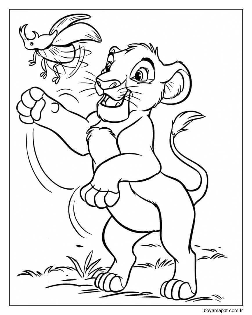Simba ve Böceği Boyama Sayfası