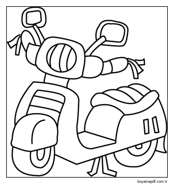 Şirin Bir Motosiklet Boyama Sayfası