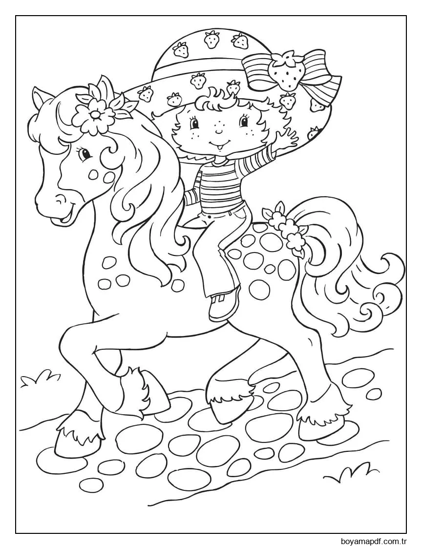 Şirin Çilekli Pasta Boyama Sayfası