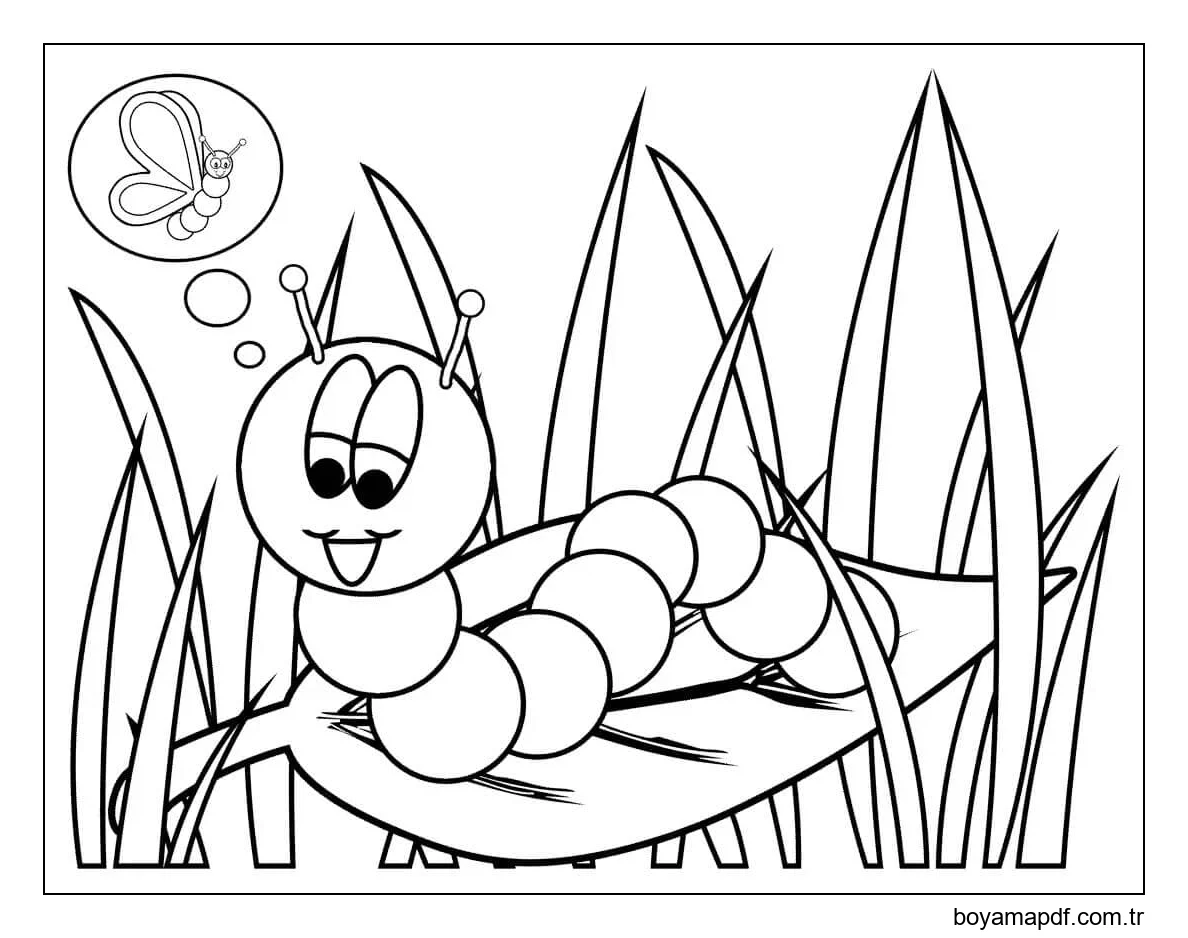 Solucan Düşüncesi Boyama Sayfası