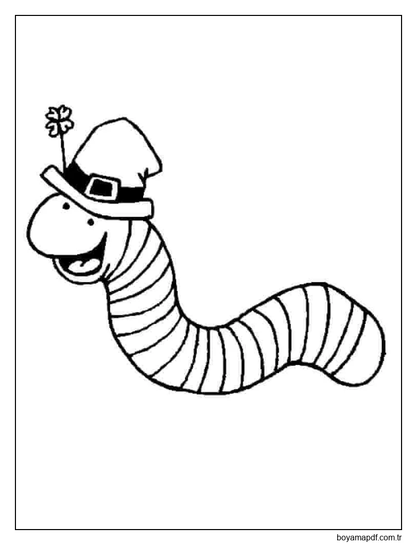 Solucan Ücretsiz Çizim Boyama Sayfası