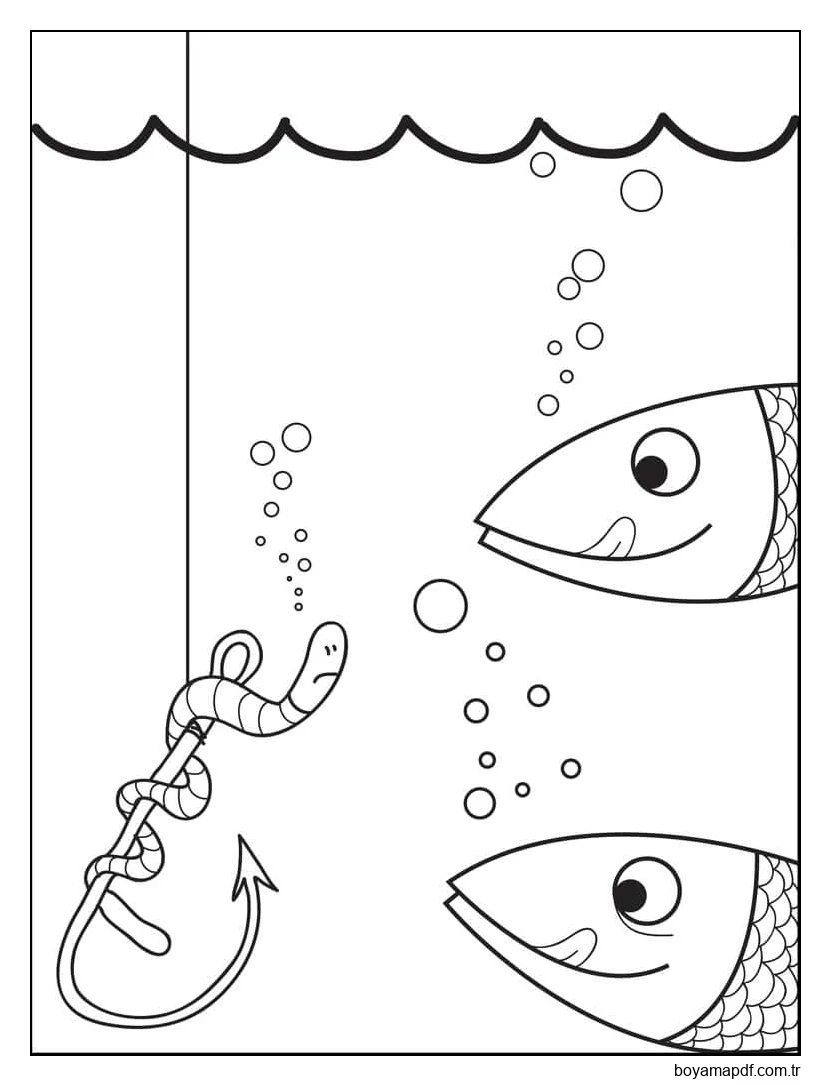 Solucanlı İki Balık Boyama Sayfası