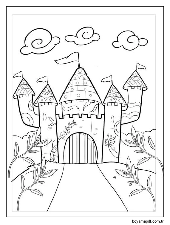 Soyut Kale Boyama Sayfası