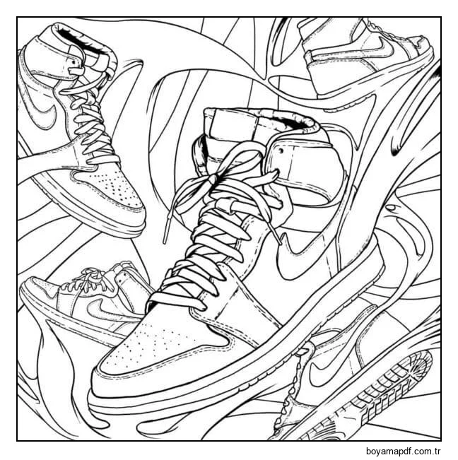 Spor ayakkabıda son durum Boyama Sayfası