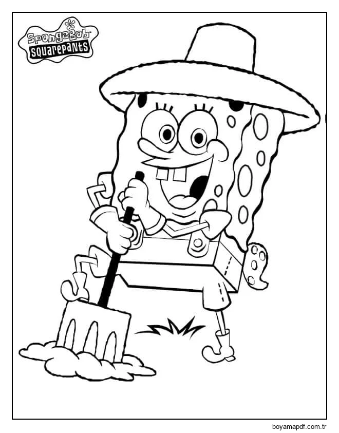 Sünger Bob çiftçi Boyama Sayfası