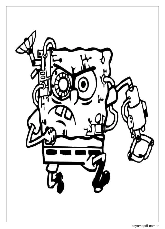 Sünger Bob Makinesi Boyama Sayfası