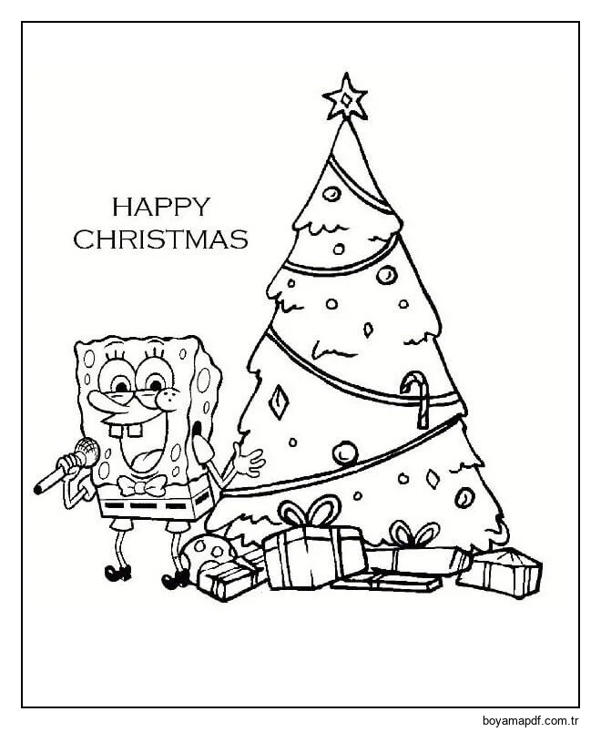 Sünger Bob Noel Şarkısı Boyama Sayfası