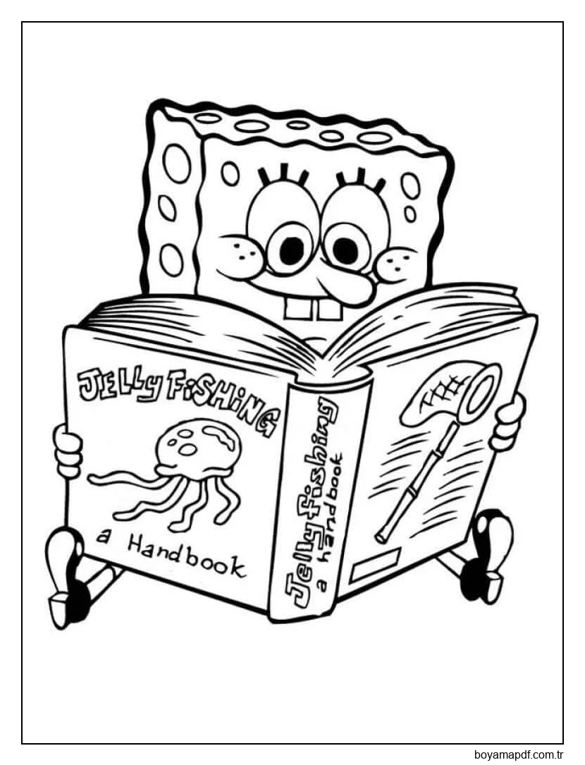 Sünger Bob Okuma Kitabı Boyama Sayfası