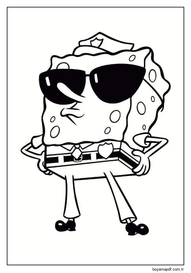 Sünger Bob Polis Boyama Sayfası