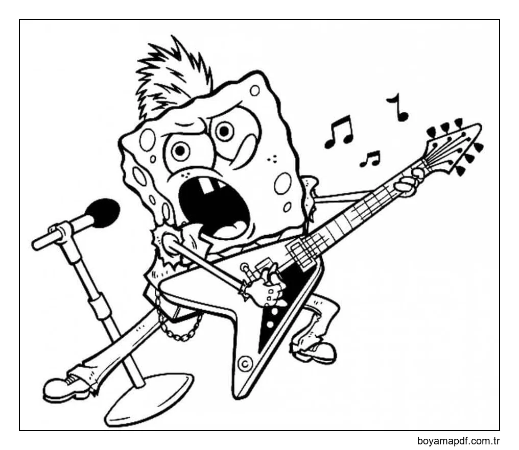Sünger Bob Rock Yıldızı Boyama Sayfası