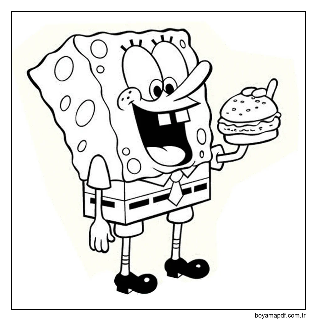 Sünger Bob Yemek Burger Boyama Sayfası
