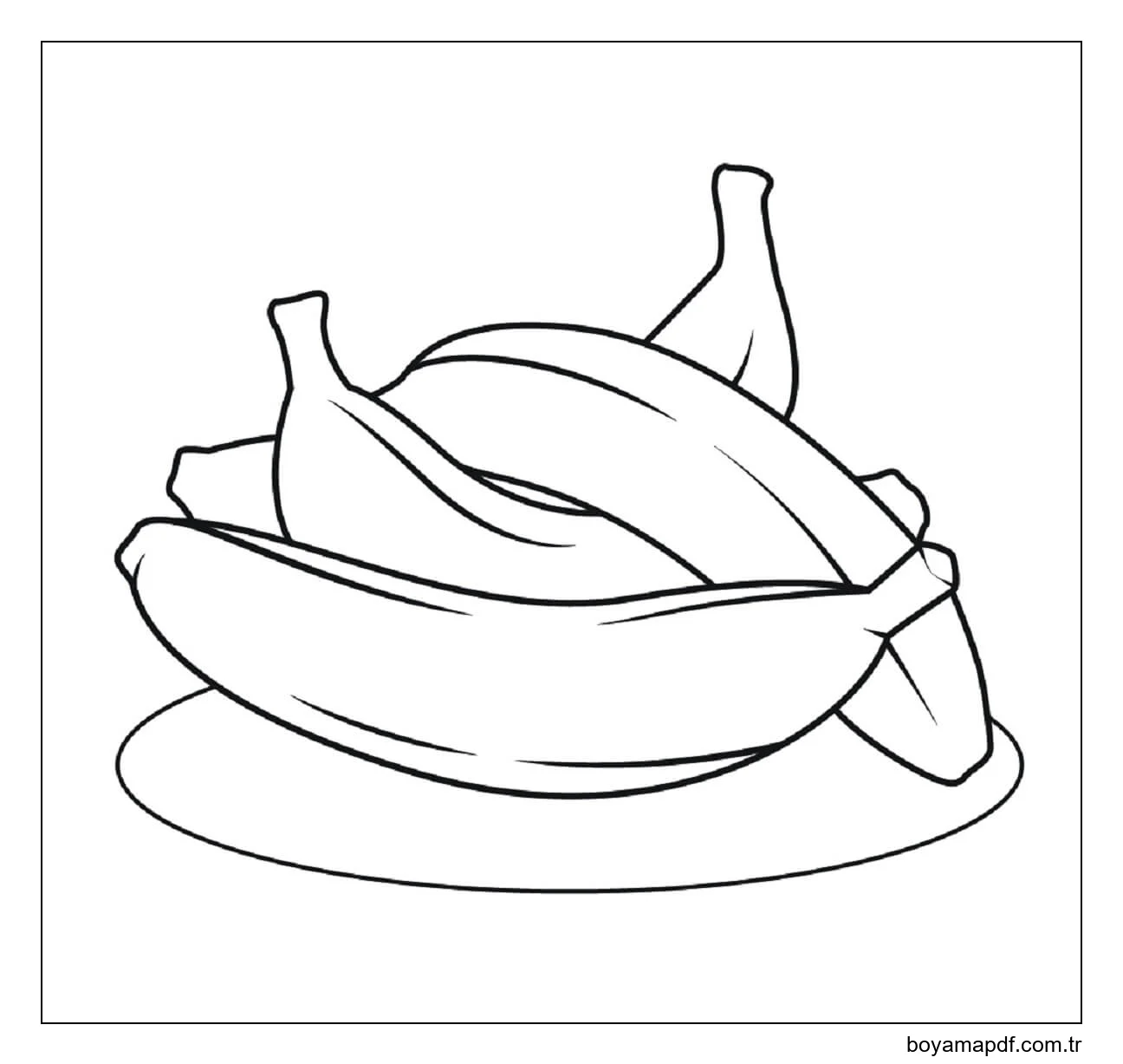 Tabakta Dört Muz Boyama Sayfası