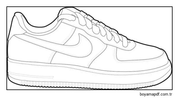 Tatlı Nike Air Force 1 Boyama Sayfası