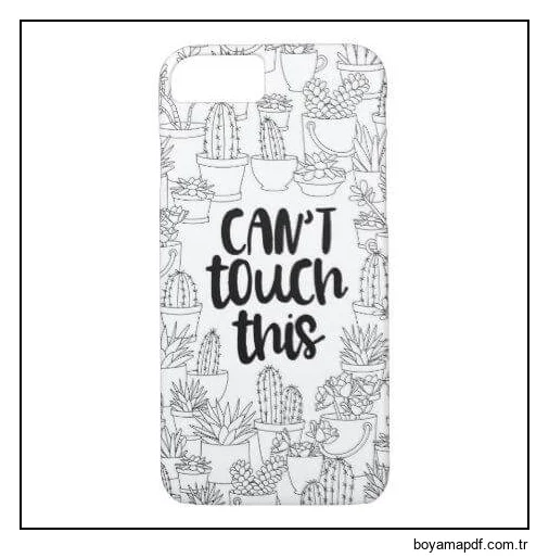 Telefon Kılıfı Buna Dokunabilir Kaktüs Boyama Sayfası