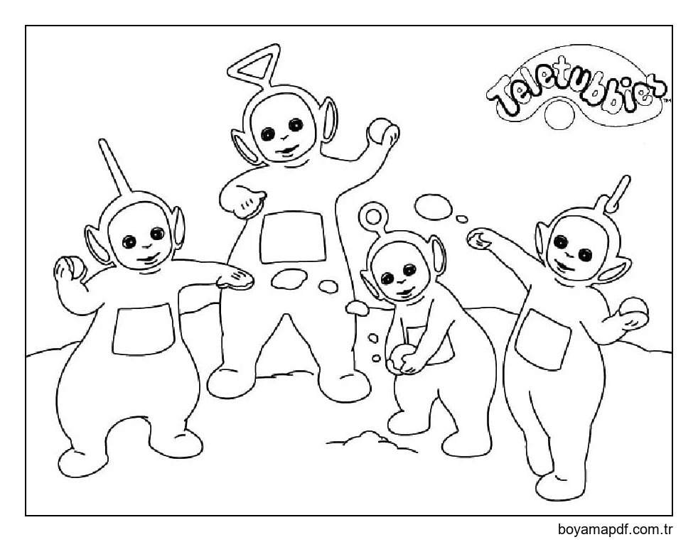 Teletubbiler Eğlenir Boyama Sayfası