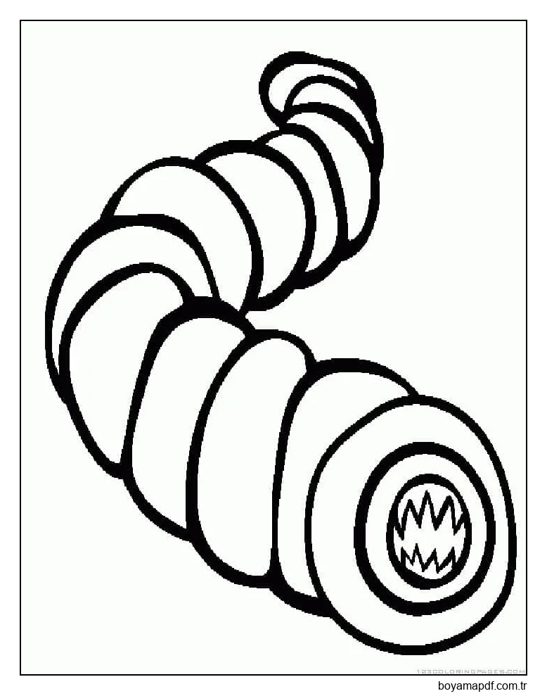 Temel Çizim Solucanı Boyama Sayfası