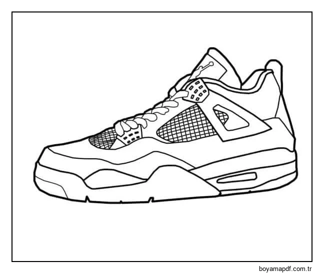 Temel Nike Jordan 4 Boyama Sayfası