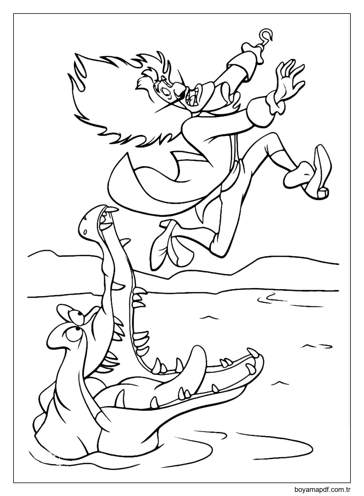Timsah Isırıkları Kaptan Kanca Boyama Sayfası