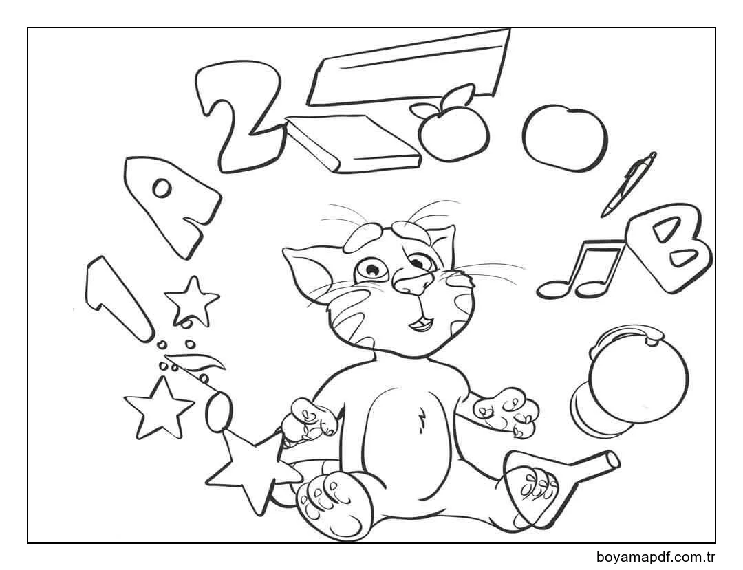 Tom'u Öğrenme Zamanı Boyama Sayfası