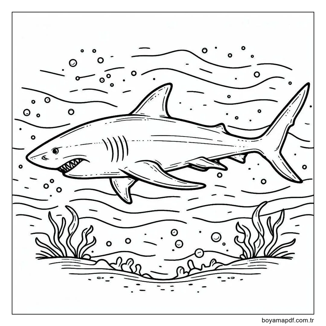 Ücretsiz yazdırılabilir köpekbalığı görselleri Boyama Sayfası