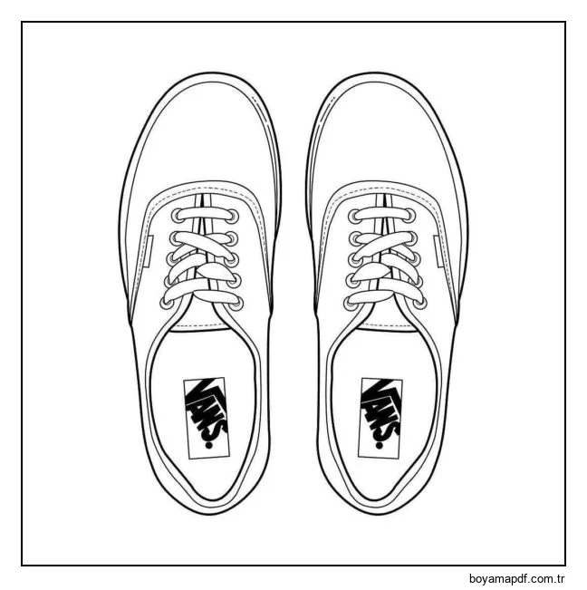 Vans kahverengi spor ayakkabı. Boyama Sayfası