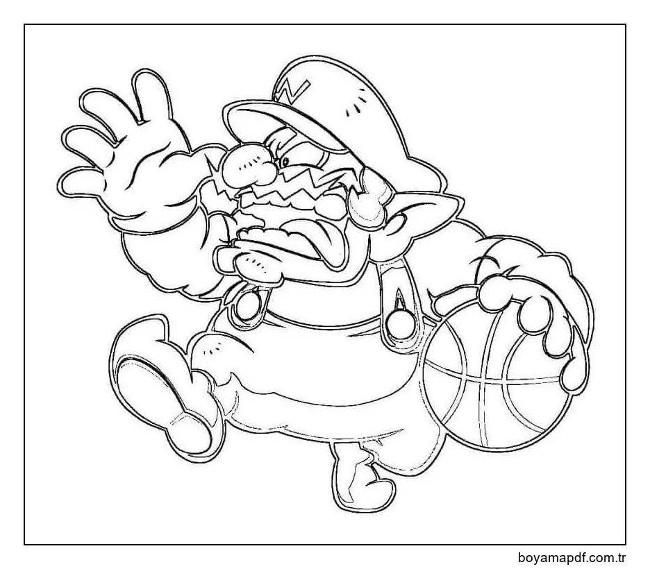 Wario Basketbol Oyna Boyama Sayfası