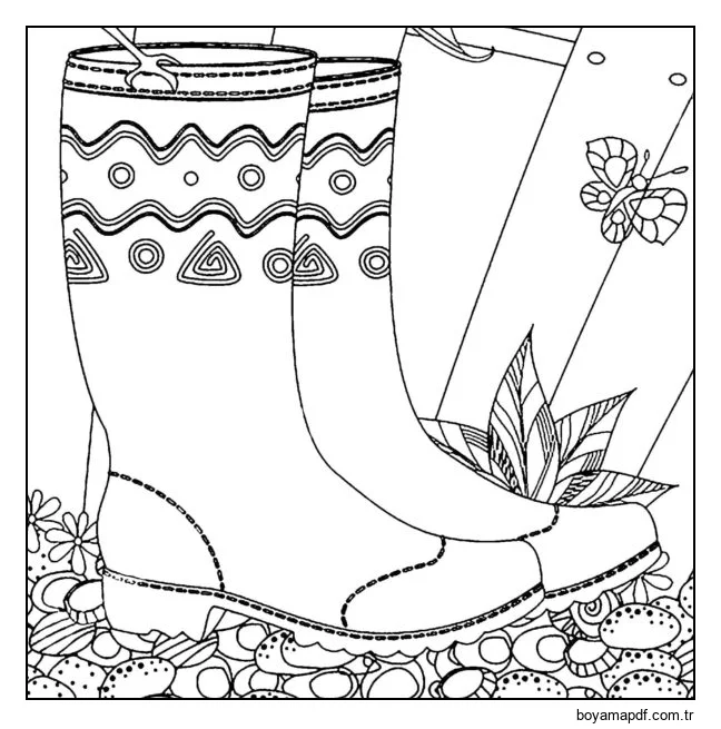 Yağmurlu havalar için lastik çizme Boyama Sayfası