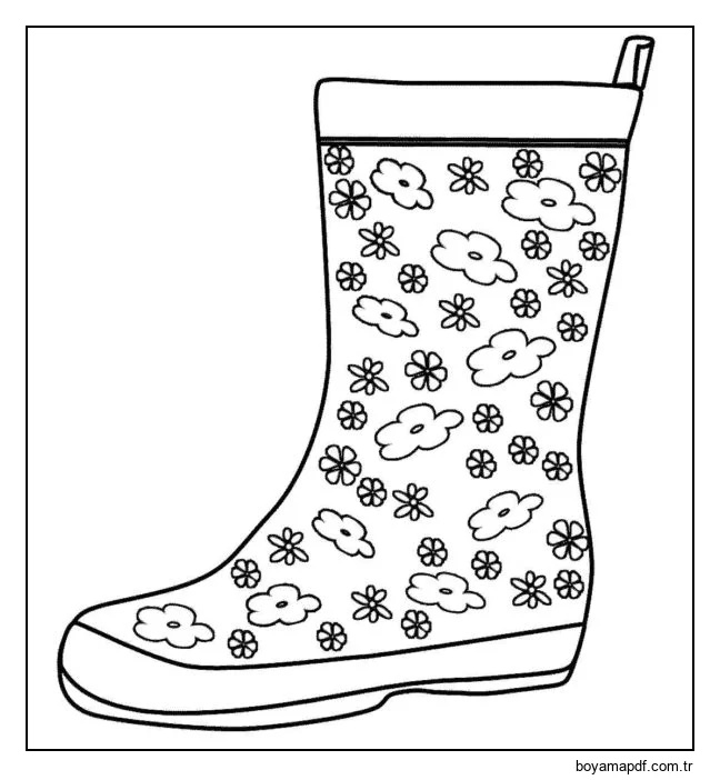 Yağmurlu havalar için su geçirmez lastik çizme. Boyama Sayfası