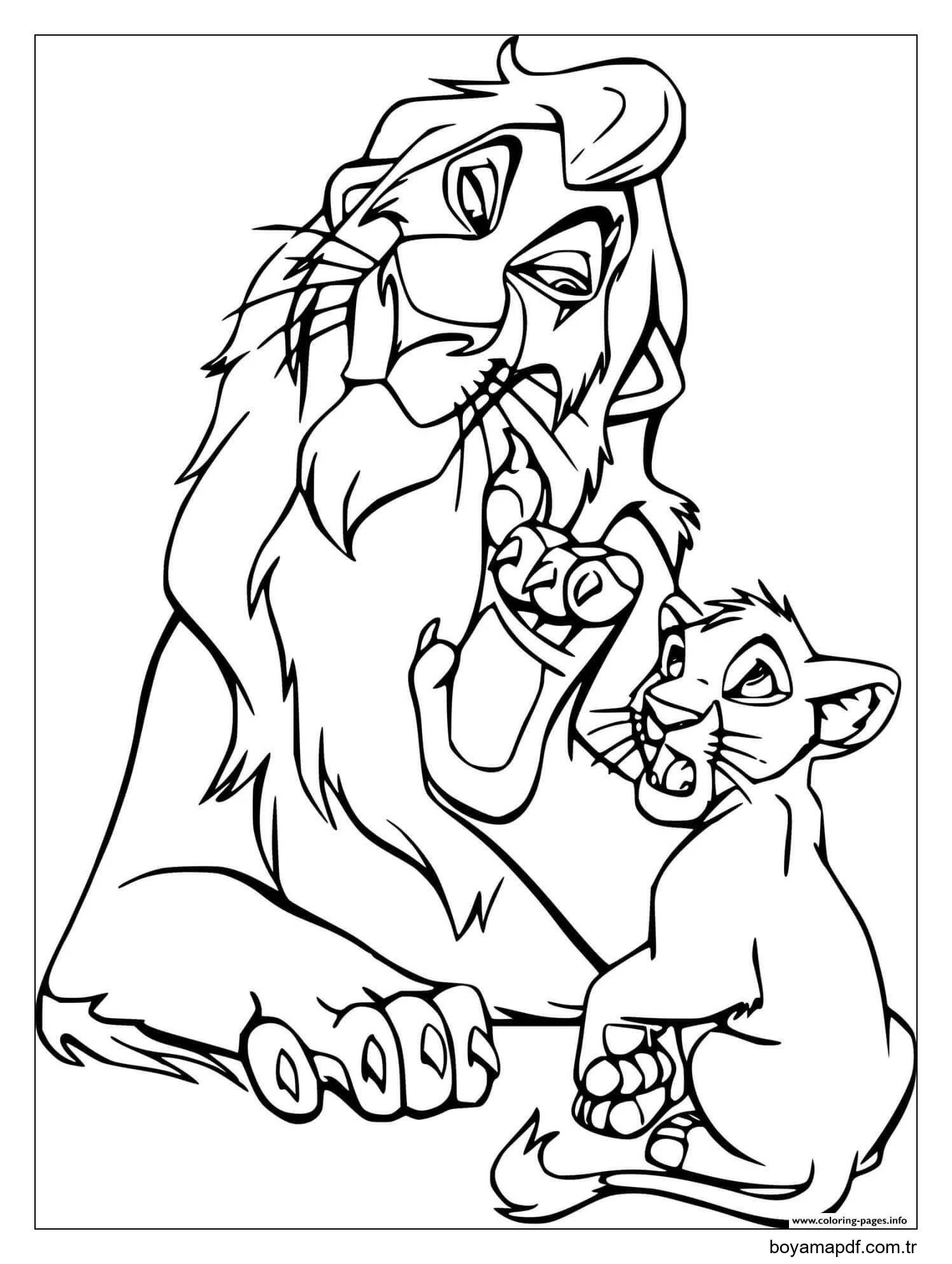 Yara izi ve Simba Boyama Sayfası