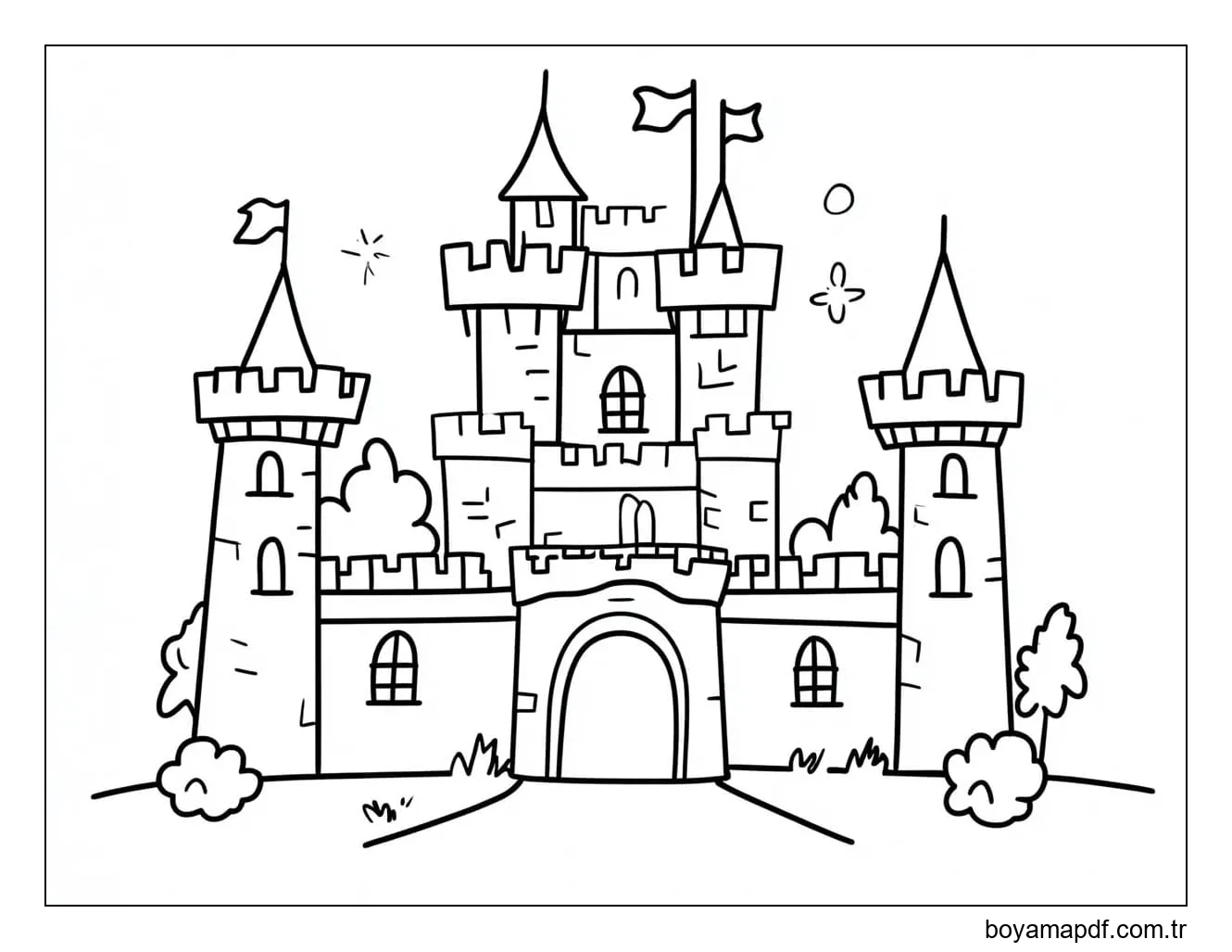 Yazdırılabilir Kale Çizimi Boyama Sayfası