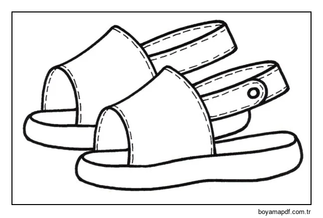 Yazlık kadın terlikleri. Boyama Sayfası