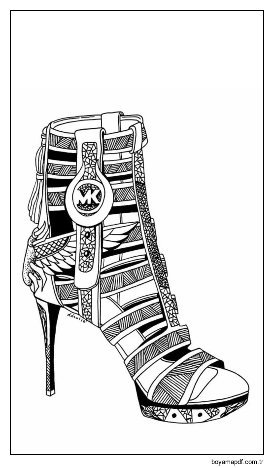 Yeni Kadın Ayakkabı Modası Boyama Sayfası