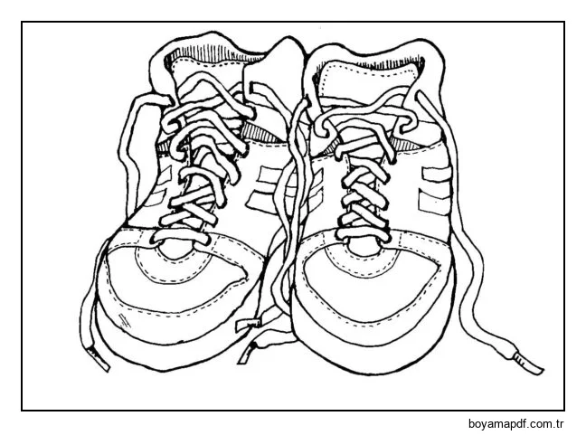 Yıpranmış ayakkabılar Boyama Sayfası