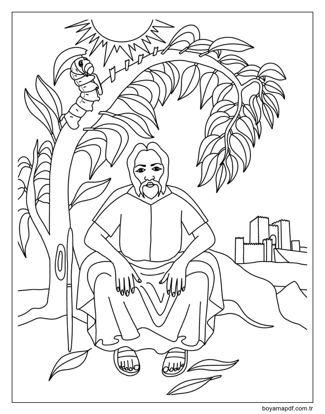Yunus ve Solucan Boyama Sayfası