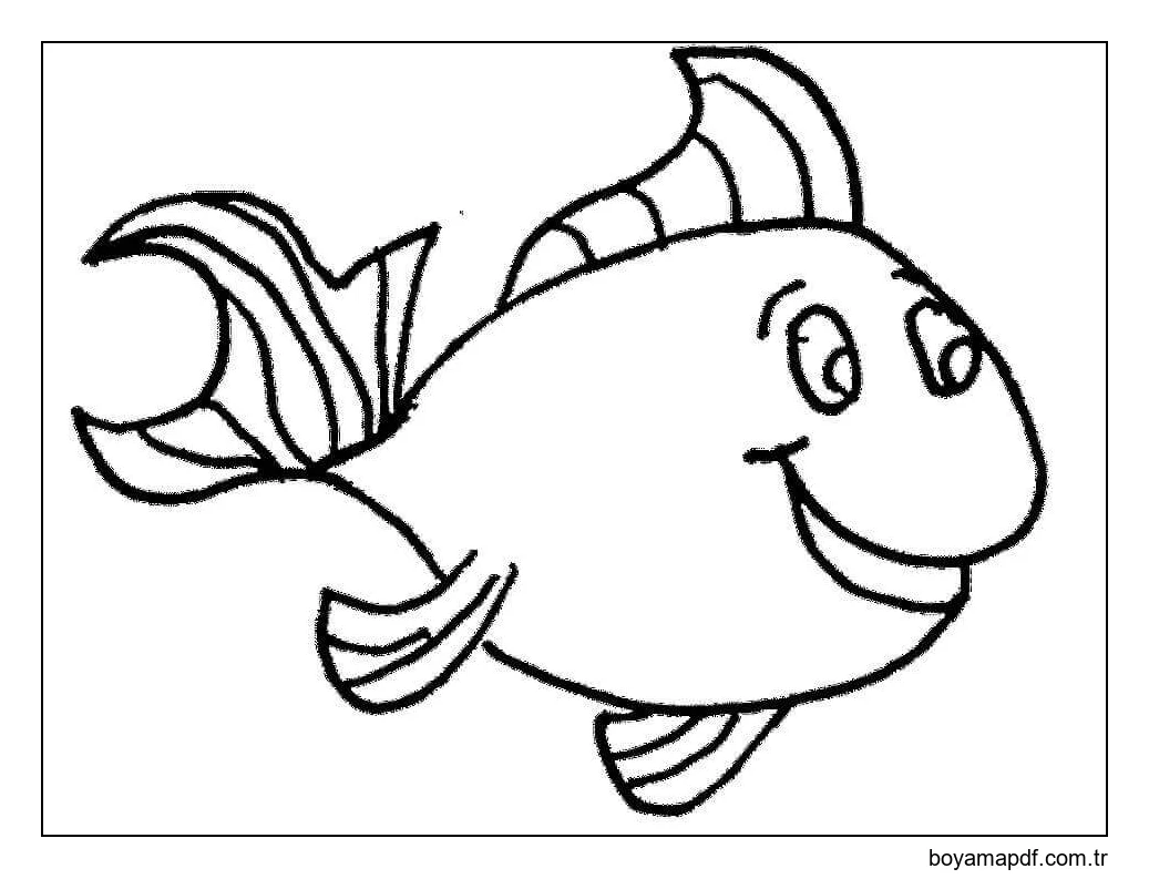 1 Yaşındaki Çocuklar İçin Sevimli Balık karakter çizimi