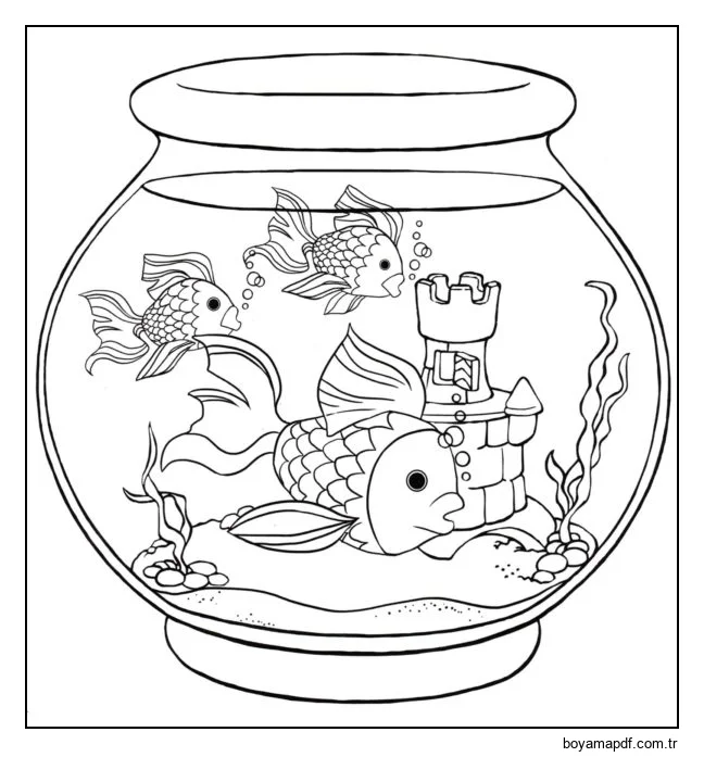Akvaryum balıkları karakter çizimi
