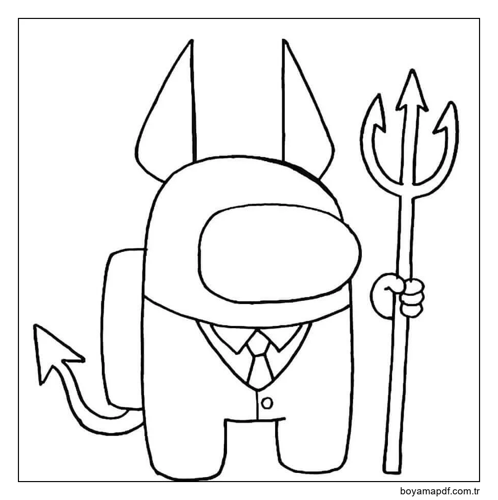 Among Us şeytan karakter çizimi