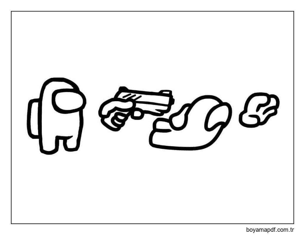 Among Us Silahla Öldürmek karakter çizimi